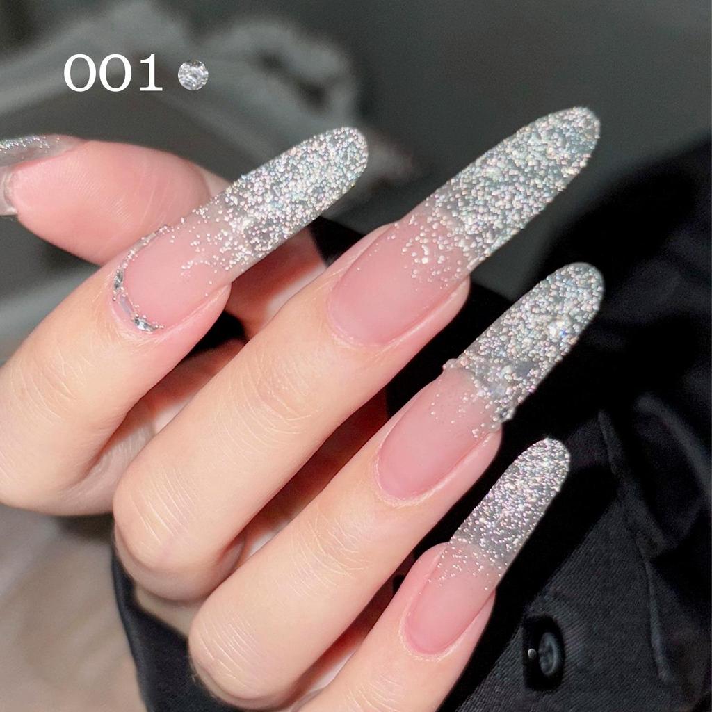 2025 Reflective Rhinestone Gel Polish - Super Sparkle Silver, Internet Trend, Nail Salon Exclusive