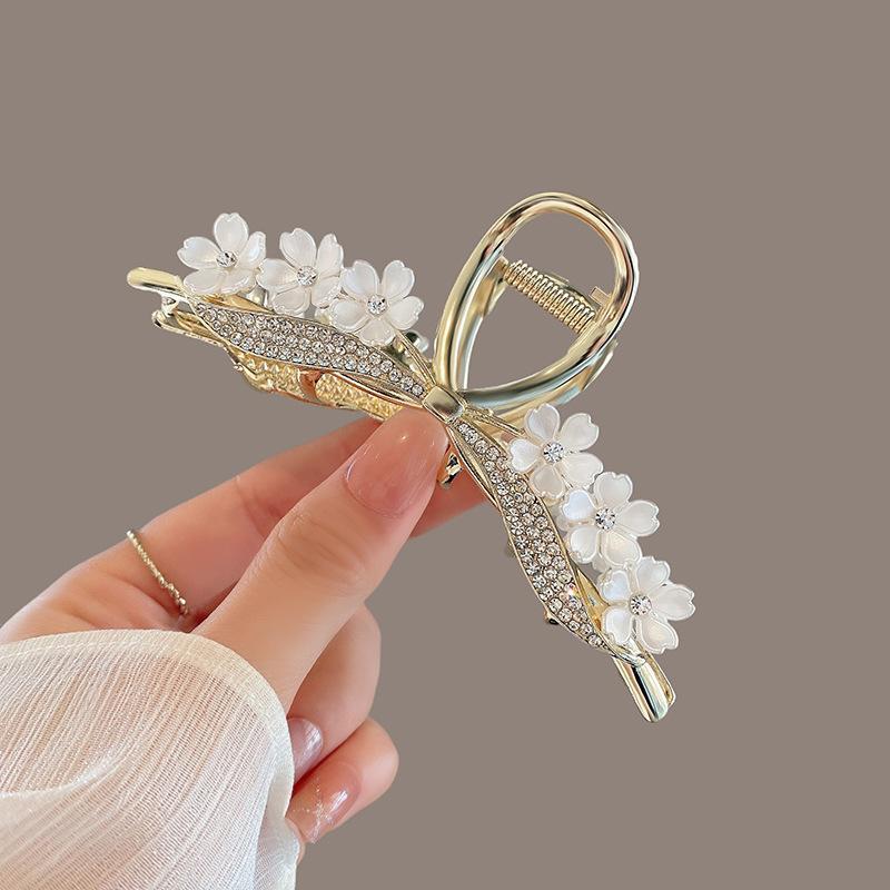 

1 шт. Зажим-краб для волос с цветком, жемчужной бахромой, заколка-спираль для задней части головы, средний зажим-акула, аксессуары для волос