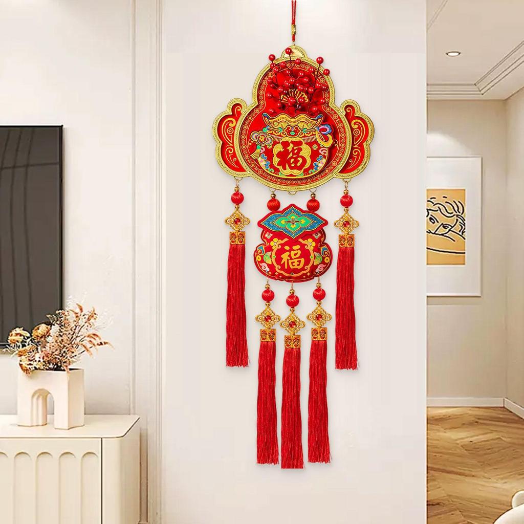 Chinese New Year Hanging Decorations 100x33cm Bedroom Housewarming Farmhouse Celebration Holiday with Tassels Fu Characters
