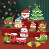 HUIQIBAO Mini Weihnachtsbaum Weihnachtsmann Kinder Zugmodell Mikrobausteine Baustein Schneemann Elch Bausteine Spielzeug Neujahrsgeschenk