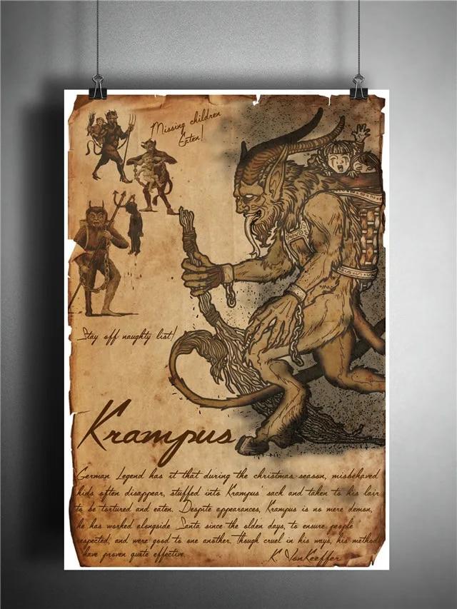 Vintage Magic horror vampiro monstro mítico Sexy Devil girl Poster lobisomem bruxaria Canvas Poster Wall Art Mural Decoração de quarto sem moldura