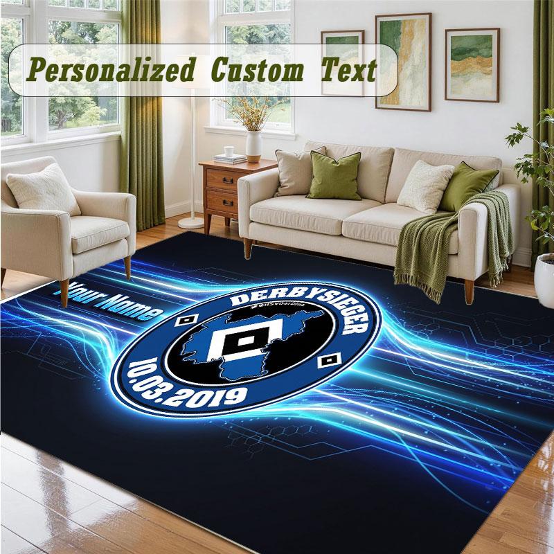 Crystal Velvet Square Rug Custom NameHamburger SV Pattern Non Slip Home Floor Decor Rug