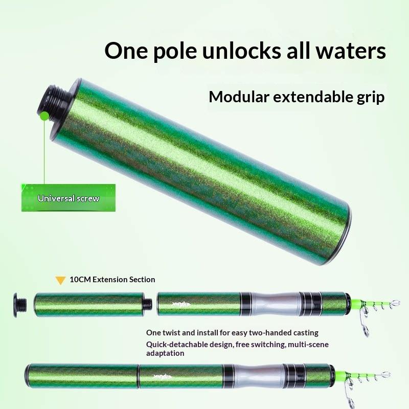 Canna da pesca per pescatori Quick Shark Sezione Ultra-corta Telescopica per Esche Set Completo Carbonio Multistrato Acqua Dolce Azione Medio-Veloce Portatile