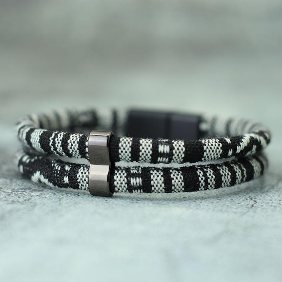 Noter New Mens Bracelet With Rope Detachable Magnet Buckle Wrap Braslet Double Layer Bohemian Fabric Braclet Leisure Pulseira