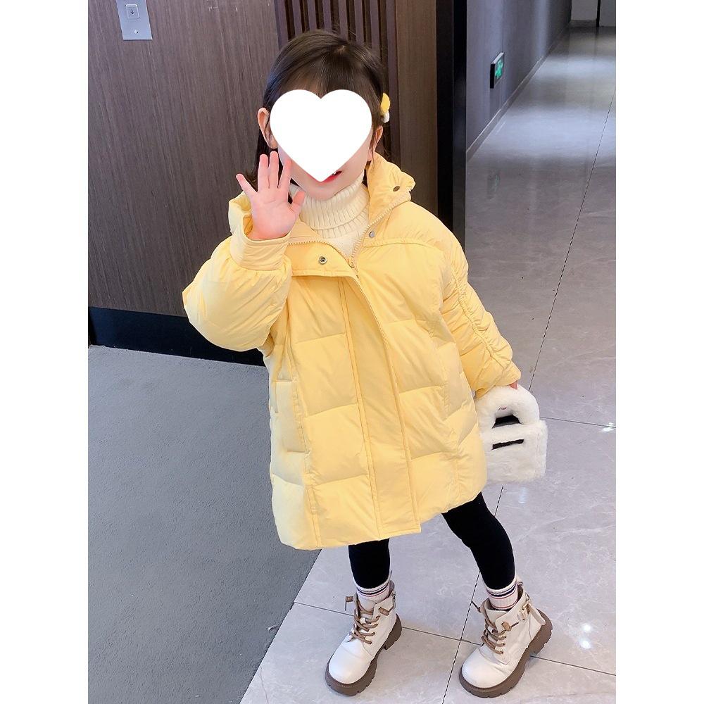 Girls' Mid-Length Winter 2025 Thickened White Duck Down Jacket - Trendy, Warm Coat for Children