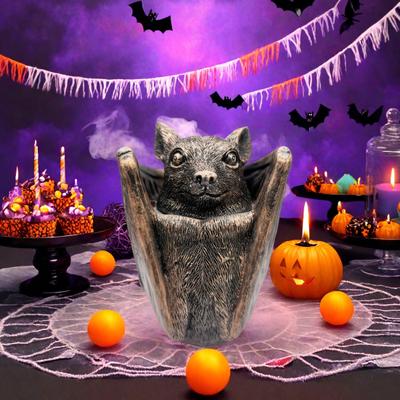 Yousheng Halloween Gothic Bat Storage Box Simulated Bat Resin Figurine Statue Retro Bat Jewelry Trinket Organizer Box Party Decoration Ornament