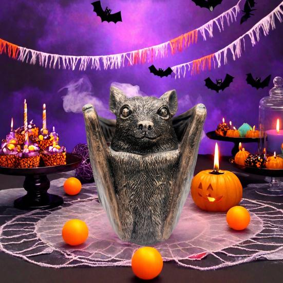 Yousheng Halloween Gothic Bat Storage Box Simulated Bat Resin Figurine Statue Retro Bat Jewelry Trinket Organizer Box Party Decoration Ornament