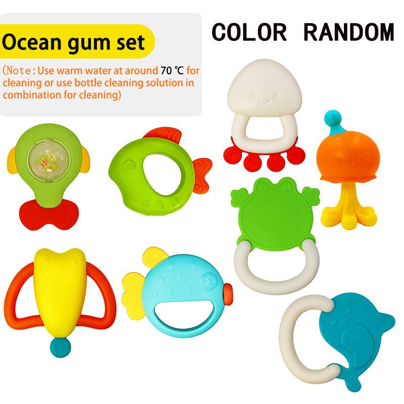 Baby Clutch Ball Rattle Fitness Soft Glue Hand Rattle, Fish Skewer Toothpaste Infant 0-1 Years Old Educational Toy