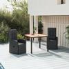 VidaXL 3-piece Garden Dining Set Black Poly Rattan and Acacia, Dining Set, Dining Set 3157606