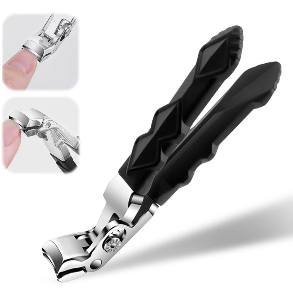 Stainless Steel Toenail Clippers with Curved Blade & Nail Catcher – Ergonomic Precision Trimming for Thick or Ingrown Nails