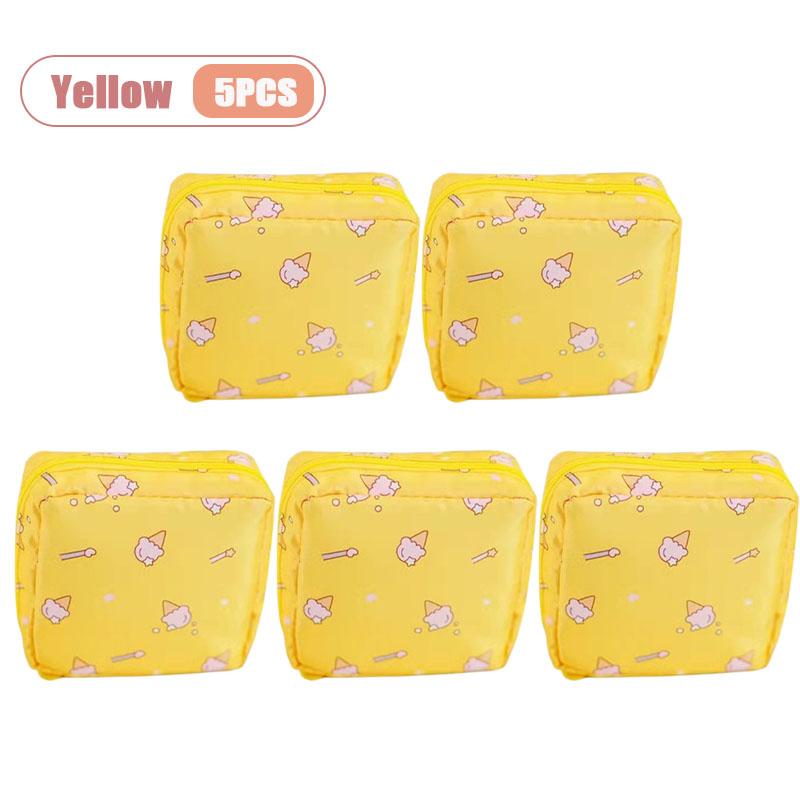 Cute Cartoon Sanitary Pad Organizer Bag for Women Girls Travel Toiletry Storage Waterproof Discrete Carry Case Cosmetic Bag