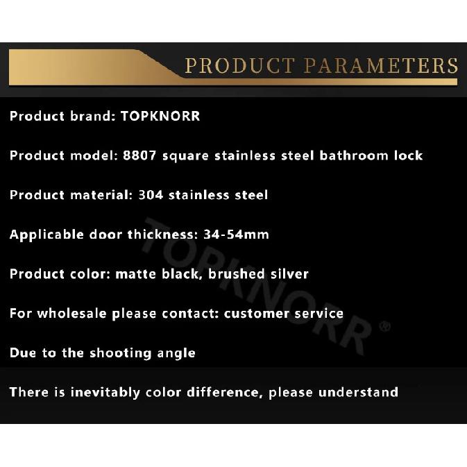 Home Use 304 Stainless Steel Square Handle Door Lock Magnetic Absorption Keyless Indoor Bathroom Silent Door Knob Lock
