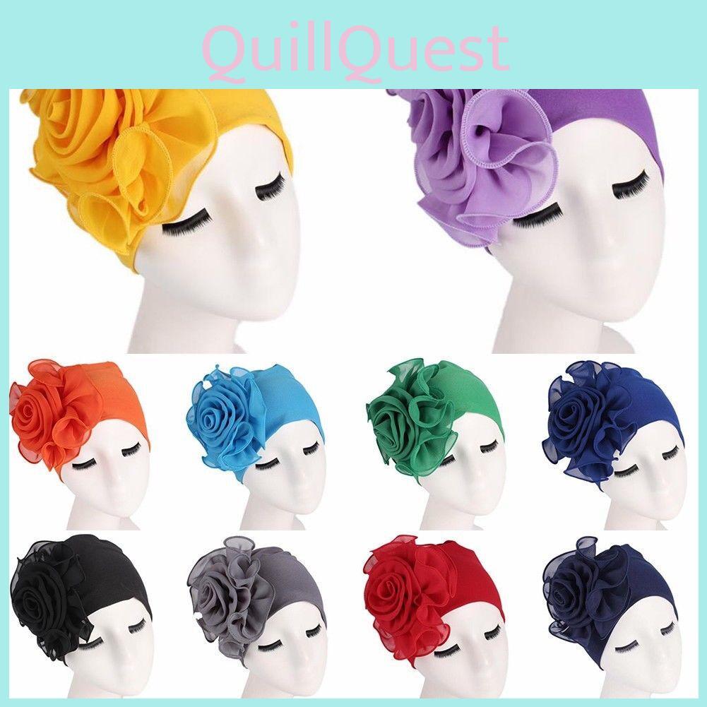 Luxurious Bamboo Fiber Womens Hair Loss Turban Cap With Beautiful Flower Design