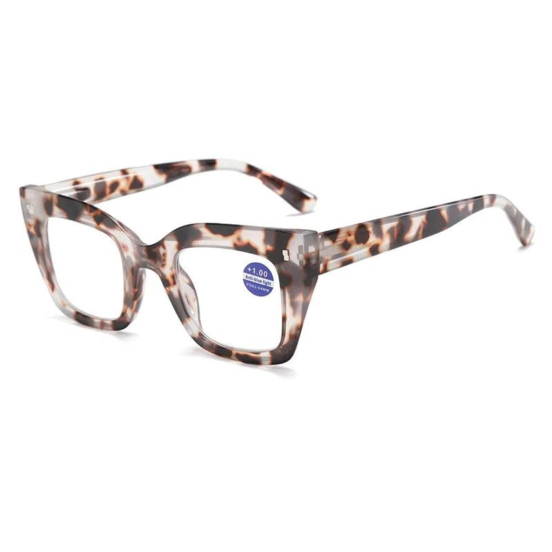 New Anti Blue Light Reading Glasses with Stylish Thick Frame and Large Frame Color Blocking Glasses Diopter To +4.0 Unisex