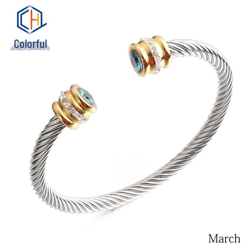 European & American 18K Gold-Plated Stainless Steel Bracelet with Zirconia