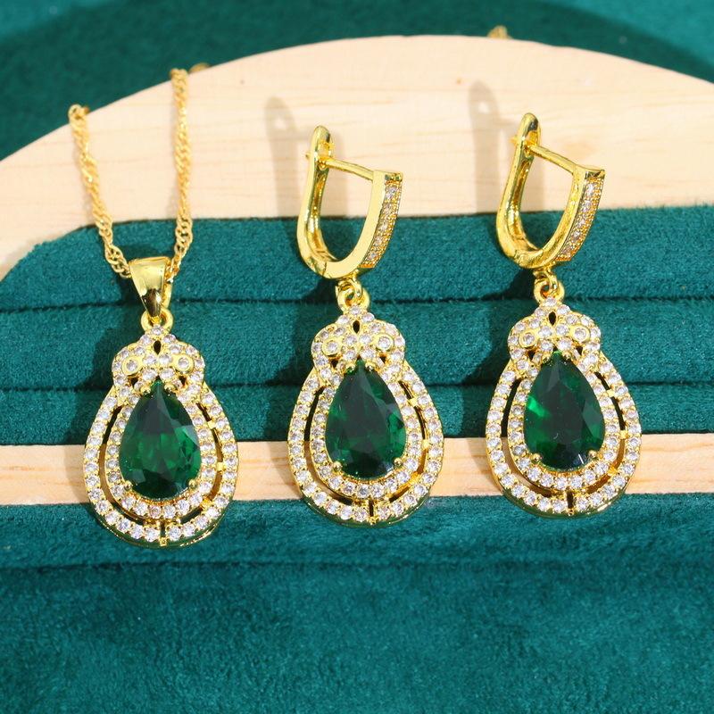 Fashion Cross Border Jewelry European and N Hot Zircon Bracelet Necklace Earrings Jewelry Set