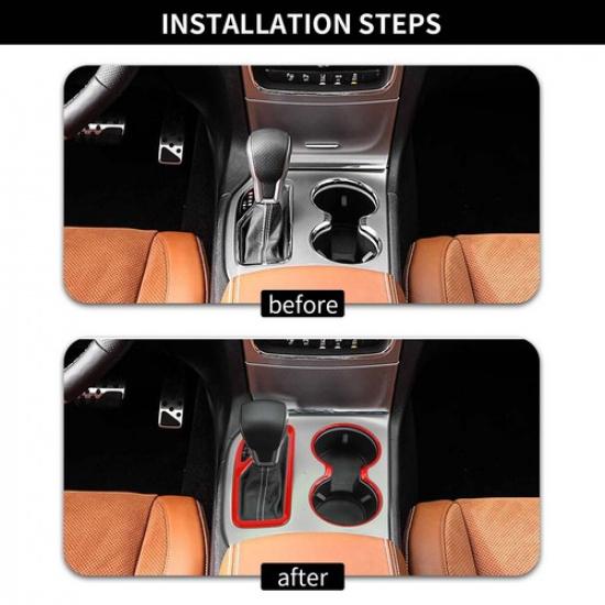 Gear Shift Control Panel + Cup Holder Cover Trim for Jeep Grand Cherokee 2016-21