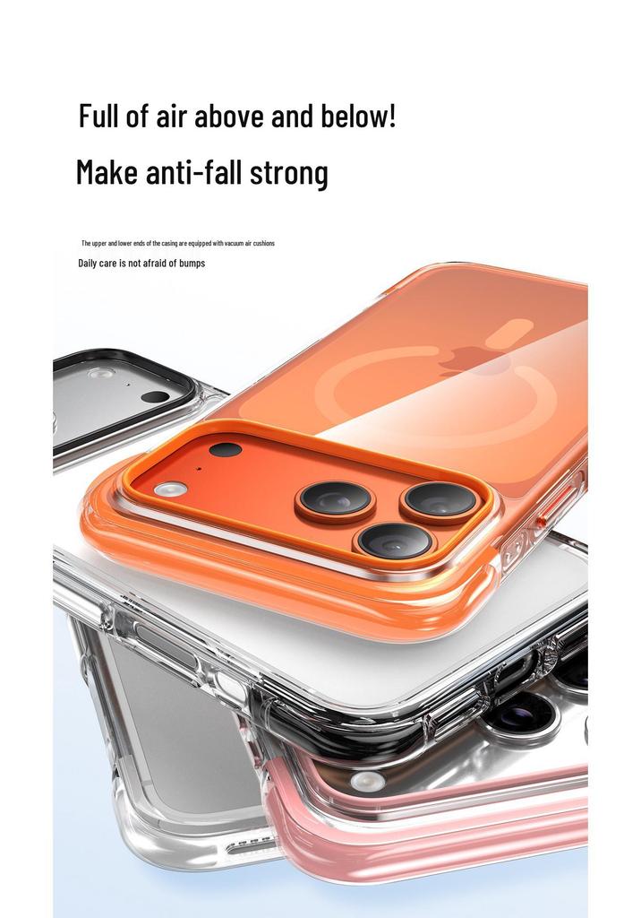 iPhone 17 Pro Max Color-Block Airbag Transparent Magnetic Case - New Anti-Fall Protective Cover