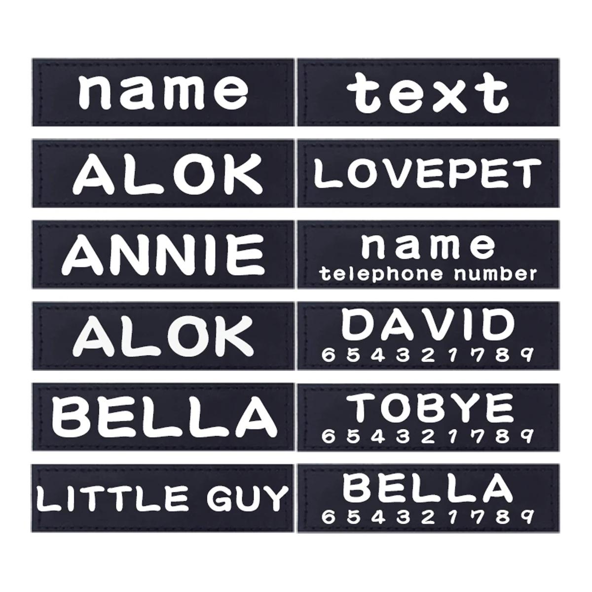 

Индивидуальные бирки для собак, идентификационные бирки для шлейки, имя питомца, номер для защиты от потери, нашивки на одежду, отпечаток собачьей лапы, логотип, личные этикетки L(5cmx15cm)