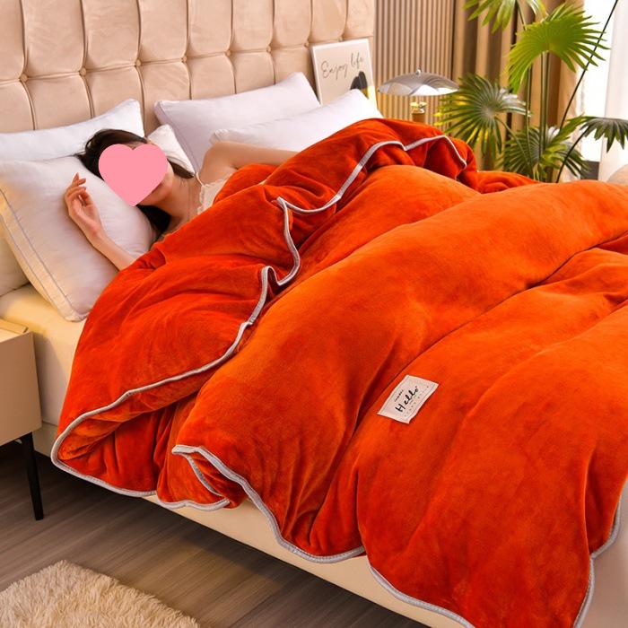 2026 Solid Color Thickened Milk Velvet Flannel Duvet Cover