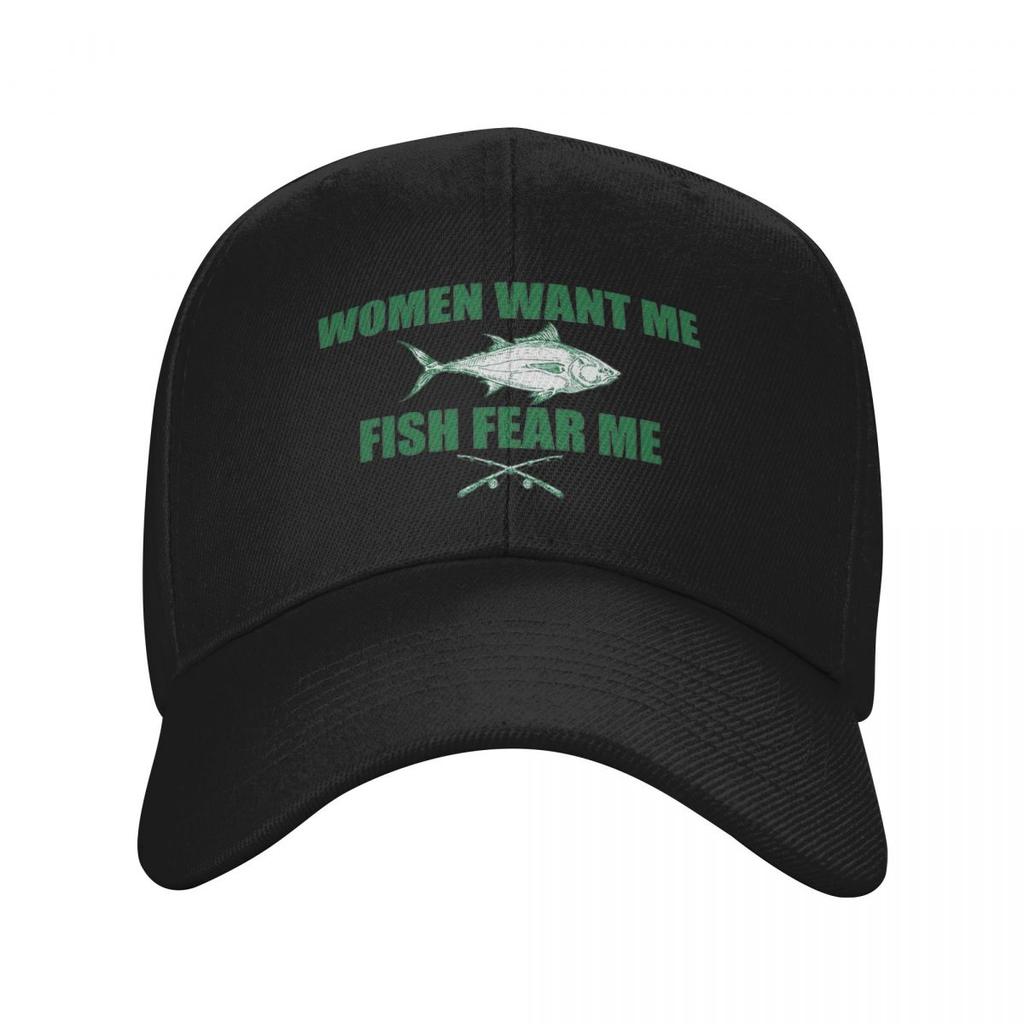 Women Want Me Fish Fear Me Print Fishing Baseball Caps Snapback Men Women Hats Casual Cap Sports Baseball Hat Casquette