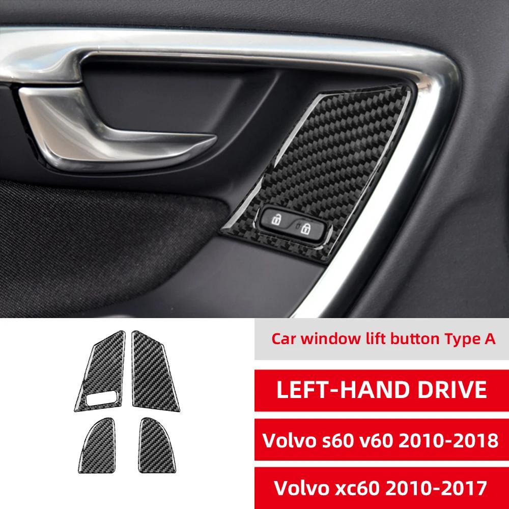 For XC60 2010-2017 Car Window Switch Lifter Button Frame Panel Cover Sticker Carbon Fiber Interior For Volvo S60 V60 2010-2018