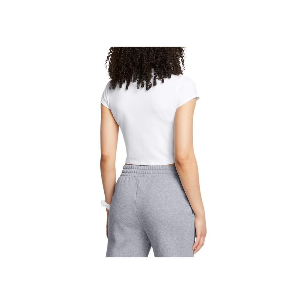 Under Armour Comfortable Minimalist Skin-Friendly Round Neck Short Sleeve Yoga T-Shirt Women Tops White 1387729-100