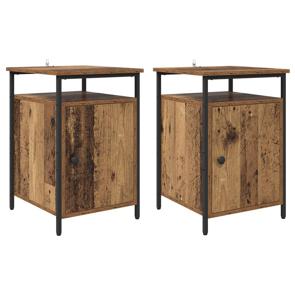 Nightstand Set of 2 Reclaimed Wood Look 40 x 42 x 60 cm Engineered Wood