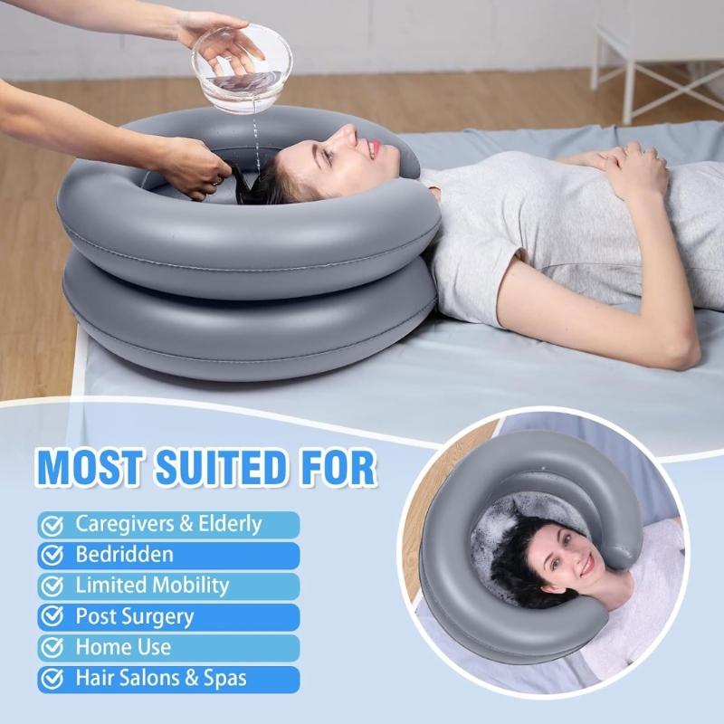 Inflatable Hair Washing Bowl For Bedridden People Portable Shampoo Tub With Wide Opening