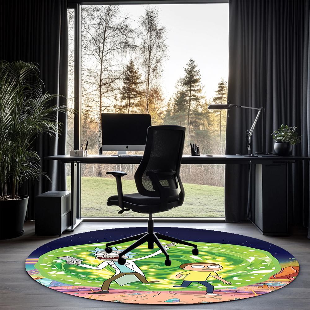 Rick and Morty Printed Round Rug Carpet Chair Rug Area Rug Entryway Doormats,for Office Chair Living Room Bedroom Kitchen Room.