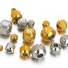 50pcs Stainless Steel Beads 18k Gold Color 4mm 6mm 8mm Ridged Cyclinder Tube Spacer Loose Beads for Jewelry Making DIY Findings