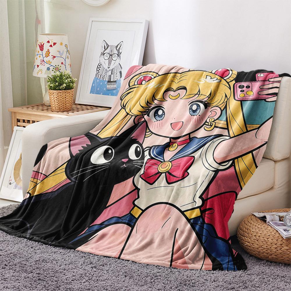 Sailor Moon Flannel Blanket, High quality Comfortable for All Seasons, Home Decor, Warmth and Comfort