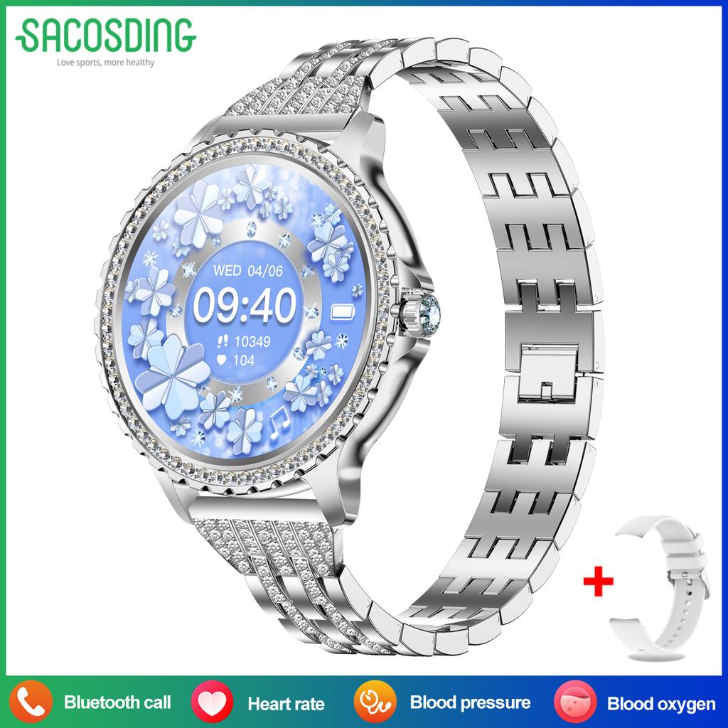 SACOSDING New Fashion Women Smart Watch AMOLED HD Screen 1.32 inch Sports Fitness Tracker Ladies Bluetooth Call SmartWatch For Xiaomi