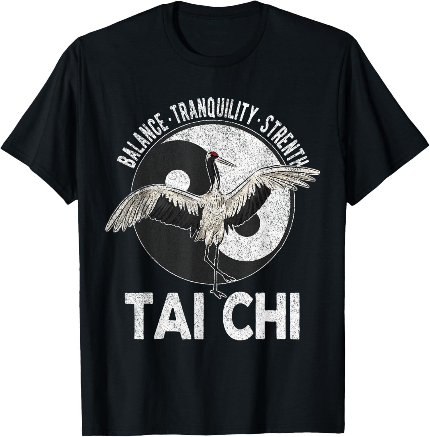 NEW LIMITED Tai Chi Yin Yang Crane Chinese Martial Arts Retro Vintage T-Shirt S