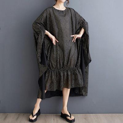 Short Sleeve Plus Size Vintage Polka Dot New In Dresses for Women Casual Loose Long Summer Dress