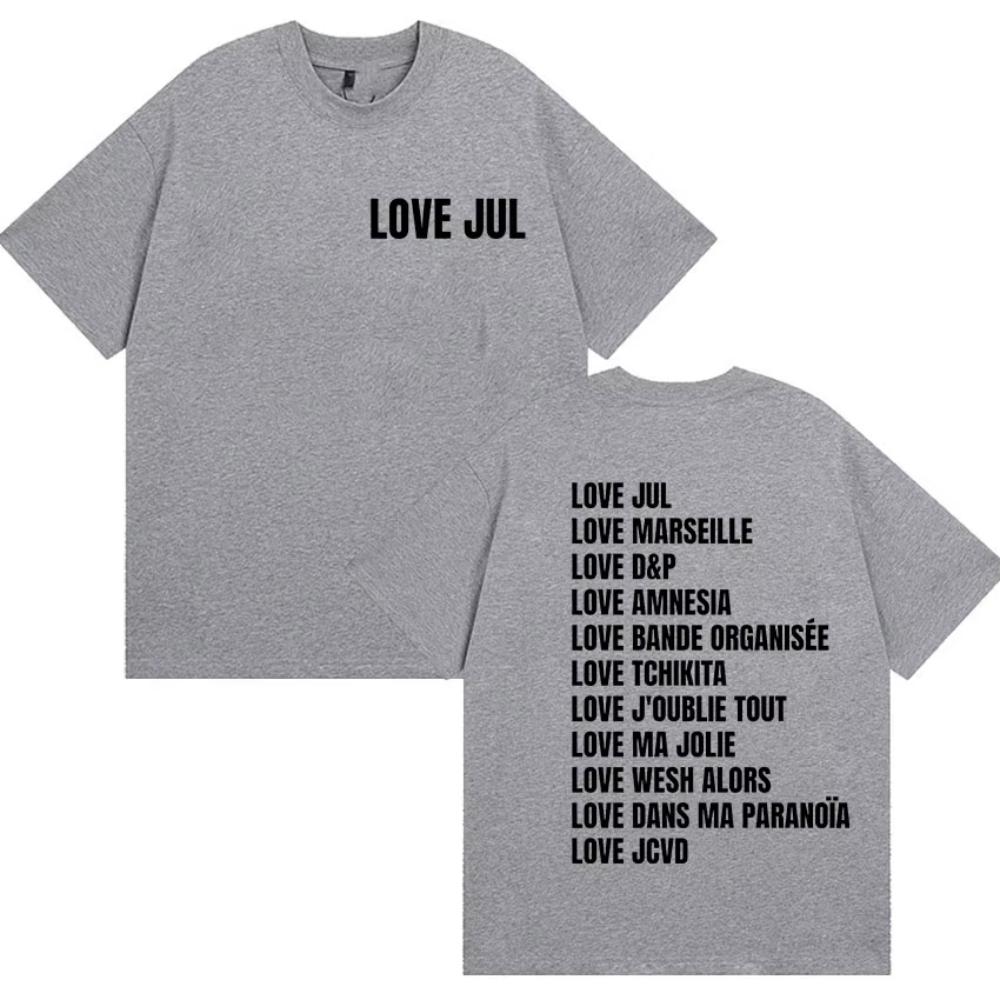 Love Jul France Rapper Album Print T Shirts Men Women Vintage Fashion Short Sleeve T-shirts Cotton T-shirt