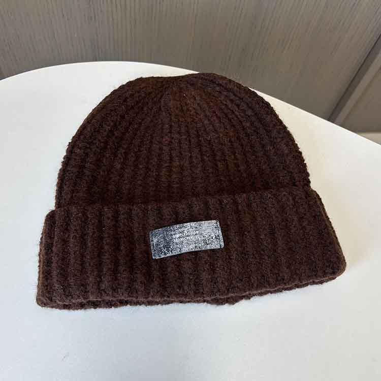 Patch Cloth Men'S And Women'S Knitted Hats Versatile Big Head Circumference Wool Hats Show Face Small Pullover Warm Cold Hats
