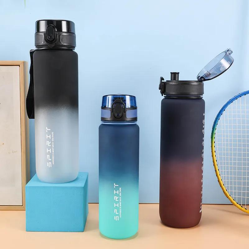 1 Liter Large Capacity Sports Water Bottle Leak Proof Colorful Plastic Cup Drinking Outdoor Travel Portable Gym Fitness Jugs lyp014