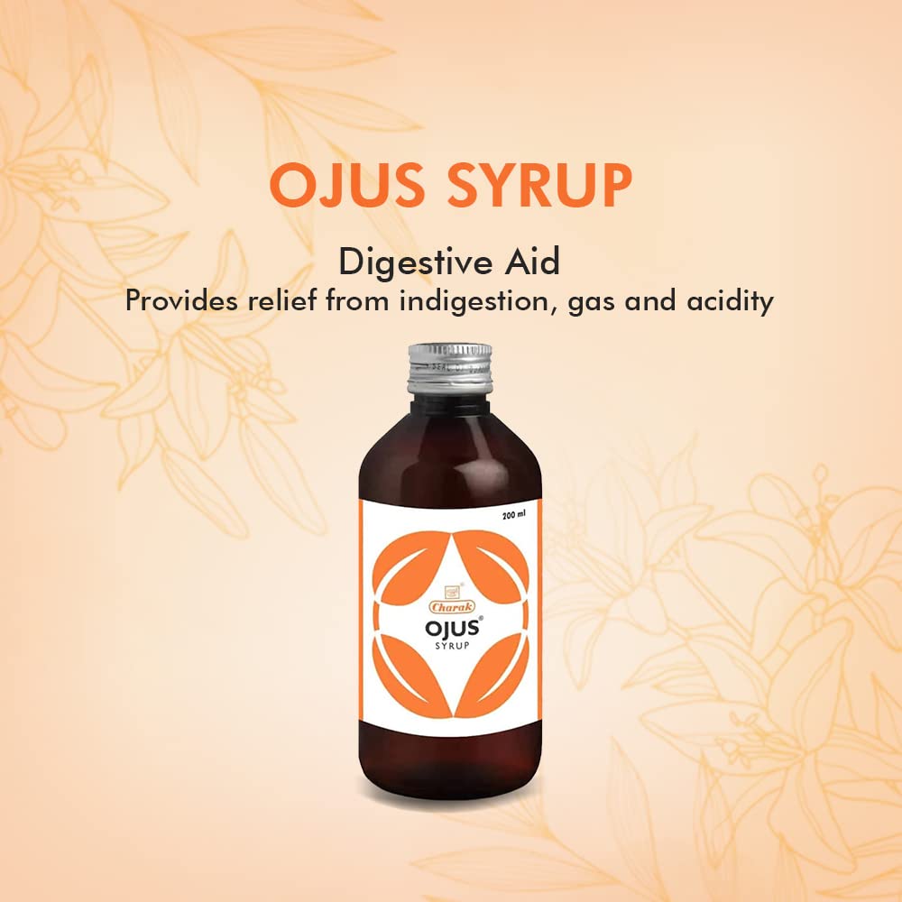 Charak Pharma Ojus Syrup 200 Ml X Pack of 2 | Natural Digestive Aid for Indigestion & Bloating Relief