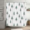 Green Pine Tree Printed Shower Curtain Home Decor Bath Linen Set Watercolor Christmas Trees Design Waterproof Fabric for Bathtub