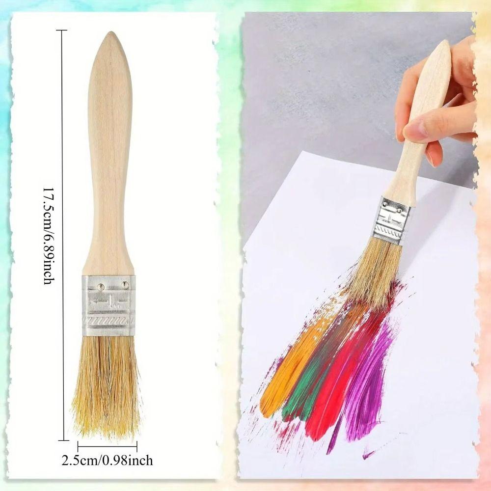 10Pcs Wooden Handle Pig Mane Brushes Thickened Wall Paint Brush Furniture Painting