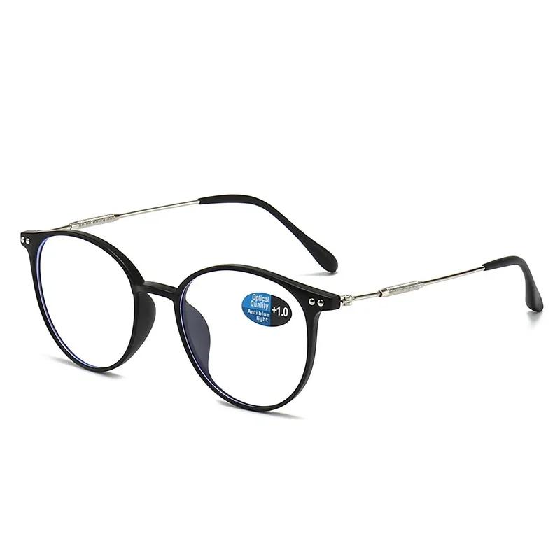 Round Anti Blue Light Reading Glasses Presbyopic Eyeglasses Computer Prescription Eyewear with Degree +1.0~+4.0 Oculos De Grau