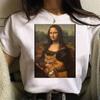 Lustiges Mona Lisa Bild T-Shirt Damen Spoof Grafik T-Shirts Humorvolle Streetwear Tops Sommer Y2k Damen Bluse Kawaii Kleidung