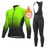 2026 Winter Warm Cycling Clothing Set Long Sleeve Thermal Fleece Cycling Jersey Set Bib Pants Ropa Ciclismo Bicycle Clothing MTB Bike Jersey Uniform