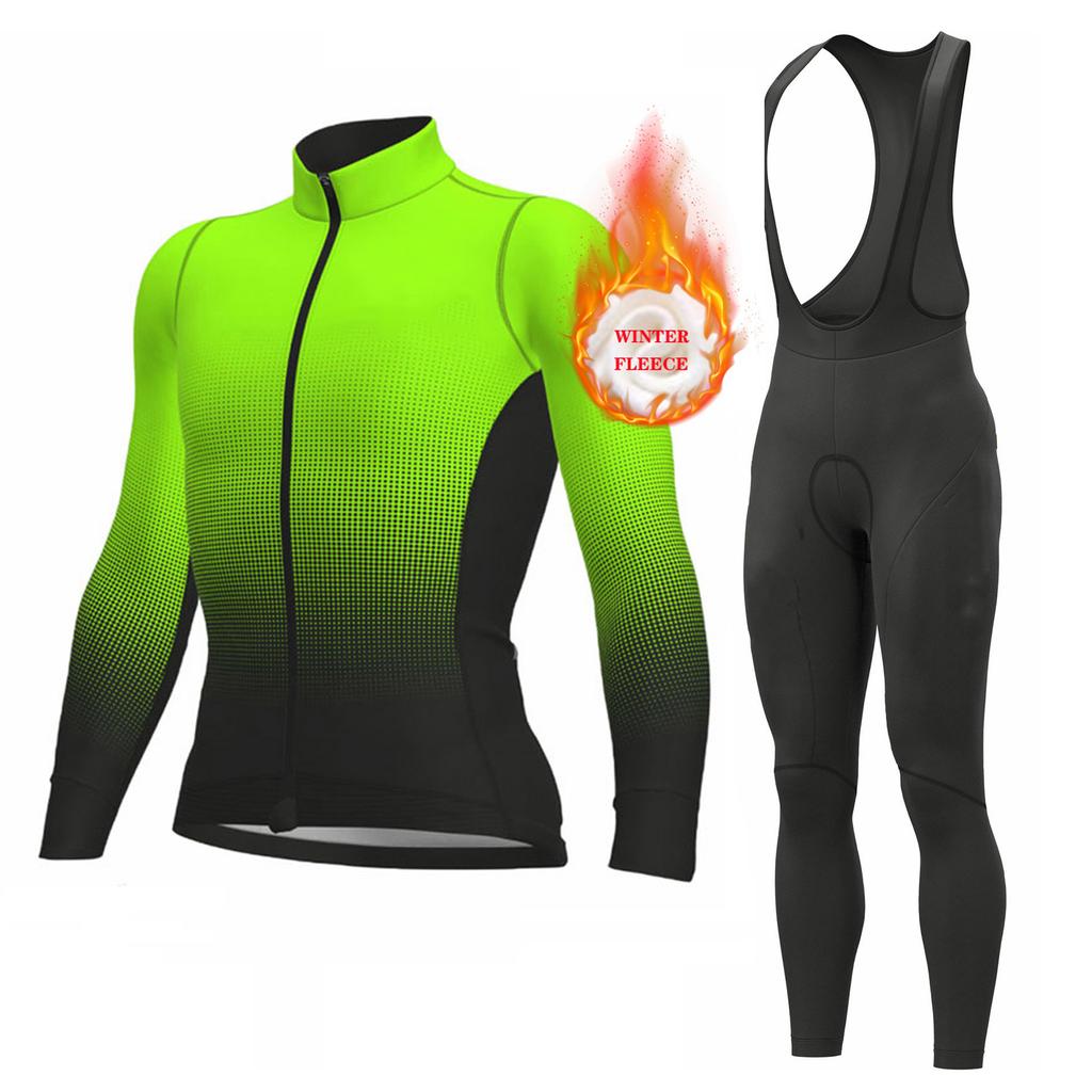 2026 Winter Warm Cycling Clothing Set Long Sleeve Thermal Fleece Cycling Jersey Set Bib Pants Ropa Ciclismo Bicycle Clothing MTB Bike Jersey Uniform