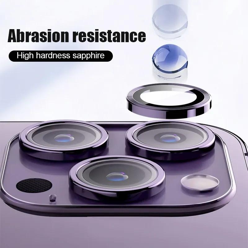 Protetor de câmera de moda anel de lente de metal vidro para iphone 15pro max 13 14 11 12 pro lente vidro capa à prova de choque