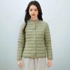 Women's new national standard 90 fleece new solid color women's clothing round neck V neck simple long sleeve down jacket