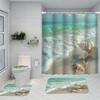 1/4 Marble Veining Shower Curtains, Toilet Seat Decoration, Shower Curtain With Carpet And Toilet Lid, 70.8X70.8 Inch