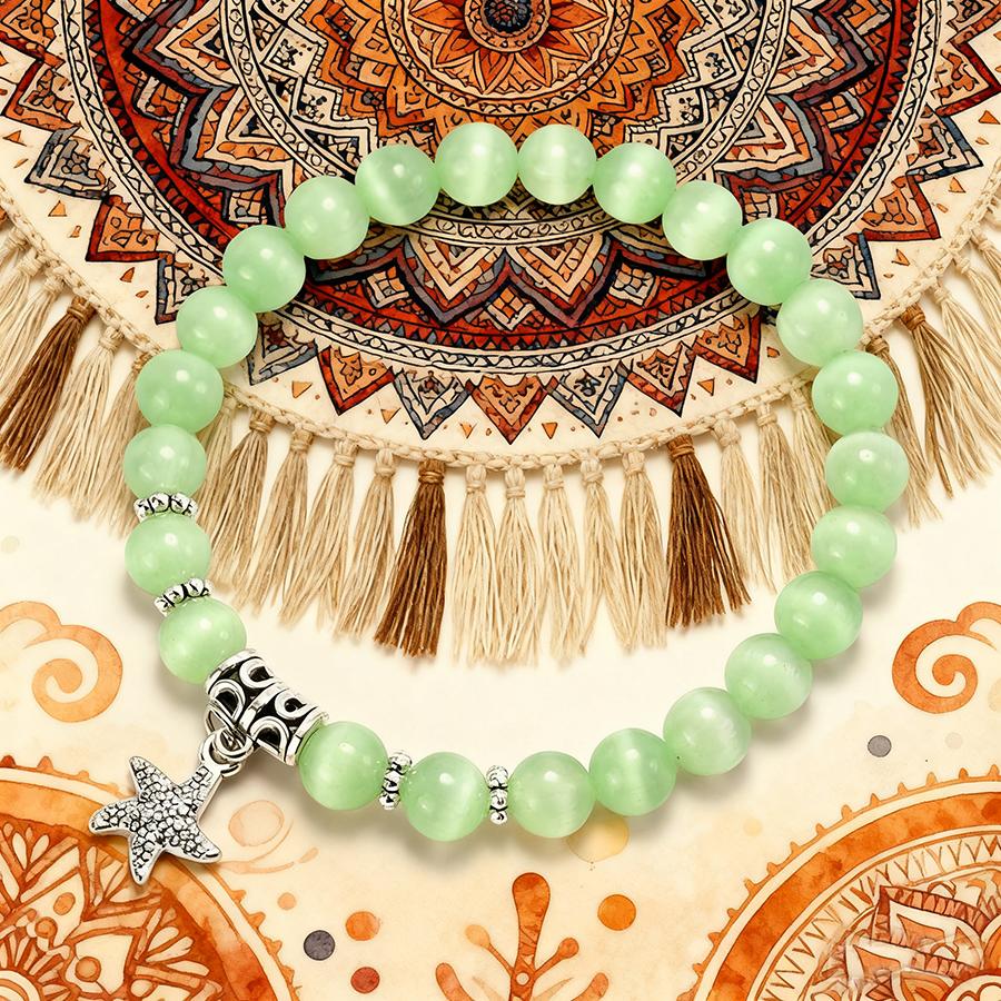 Noter Stylish Women Starfish Bracelet 5 Colors Available Natural Cat Eyes Stone Beads Charm Braslet Perfect Gift For Her Joias