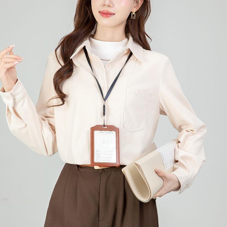 Sztruksowa Koszula Retro Kobiety Jesień Zima Vintage Elegancka Bluzka